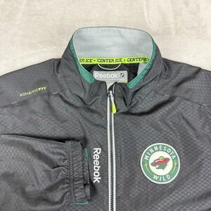 Minnesota Wild Jacket Mens M Black Pullover Center Ice Reebok NHL Kinetic Lined